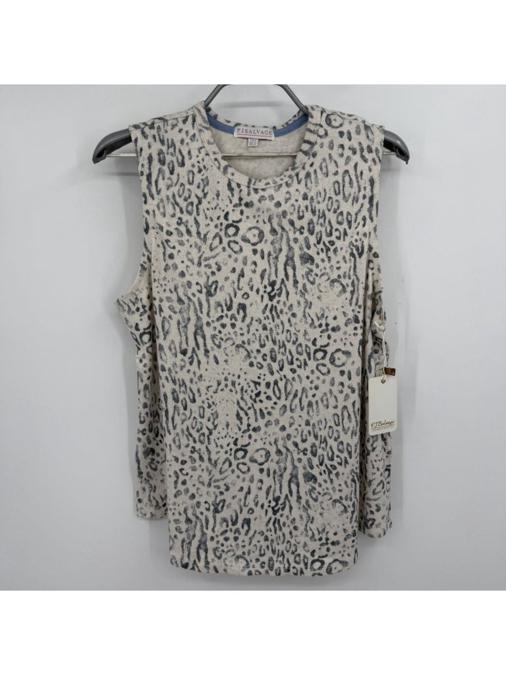 PJ Salvage Sleeveless Pajama Tank Top size M Oatmeal Leopard Print Lounge NWT
